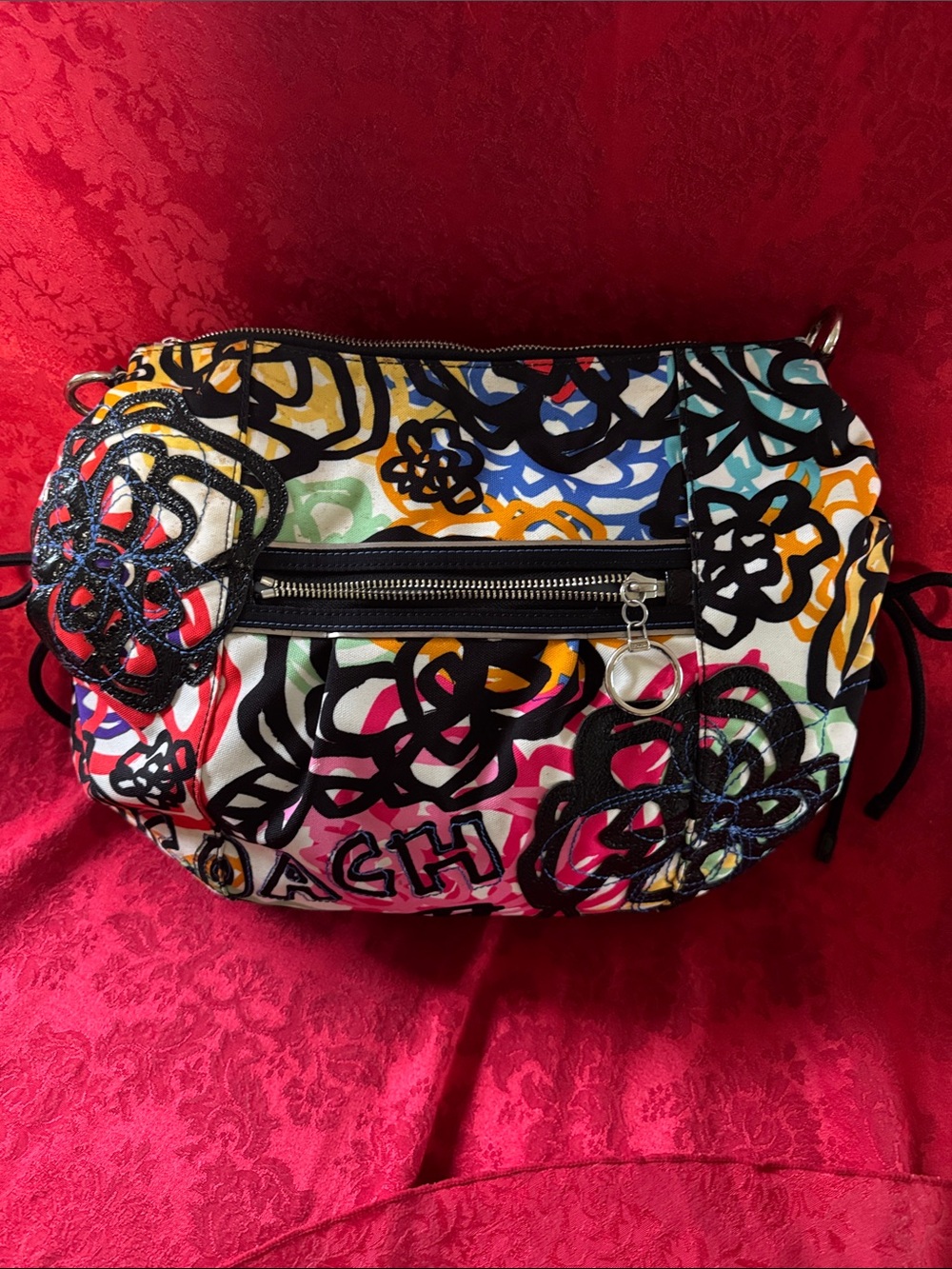 Coach 15593 Poppy Graffiti Blossom Groovy Hobo Shoulder Bag - Picture 6 of 12
